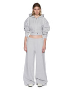 Womens Origin Cropped Hoodie Grey Relaxed Fleece - Grey