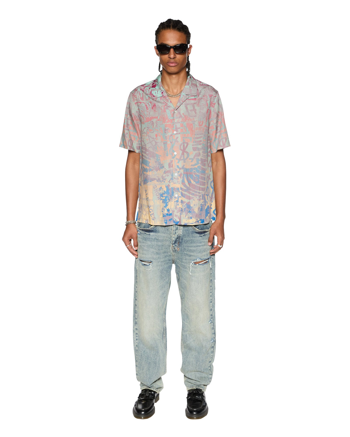 Mens Ikon Mania Resort Ss Shirt Multi Regular Shirts - Multi Colour