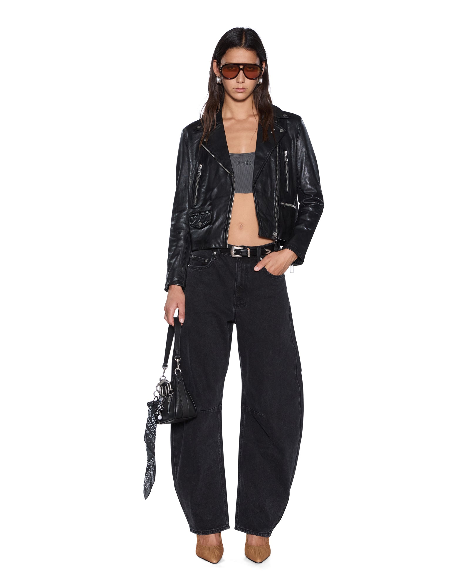 WOMENS AMPLIFY LEATHER JACKET BLACK REGULAR JACKETS