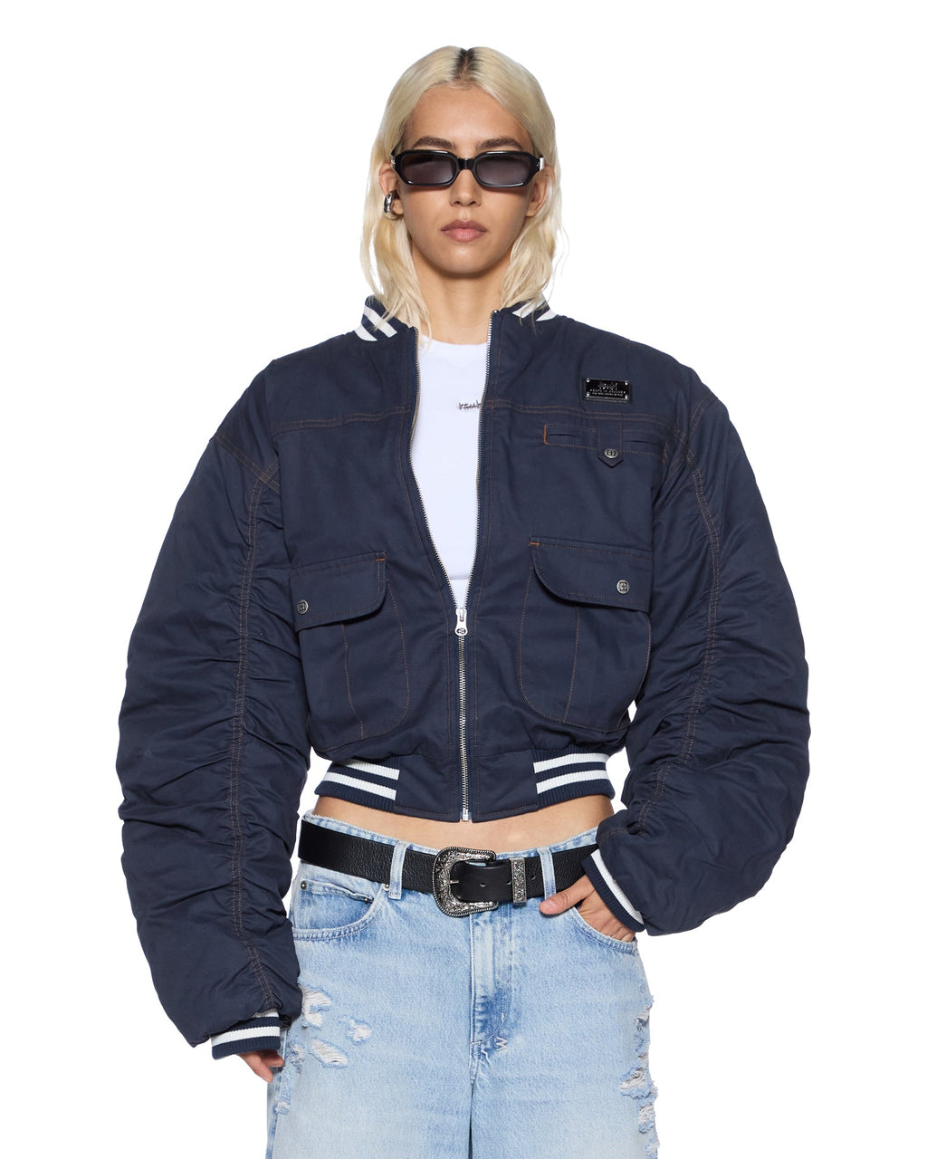 WOMENS DYNASTY BOMBER JACKET NAVY JACKETS