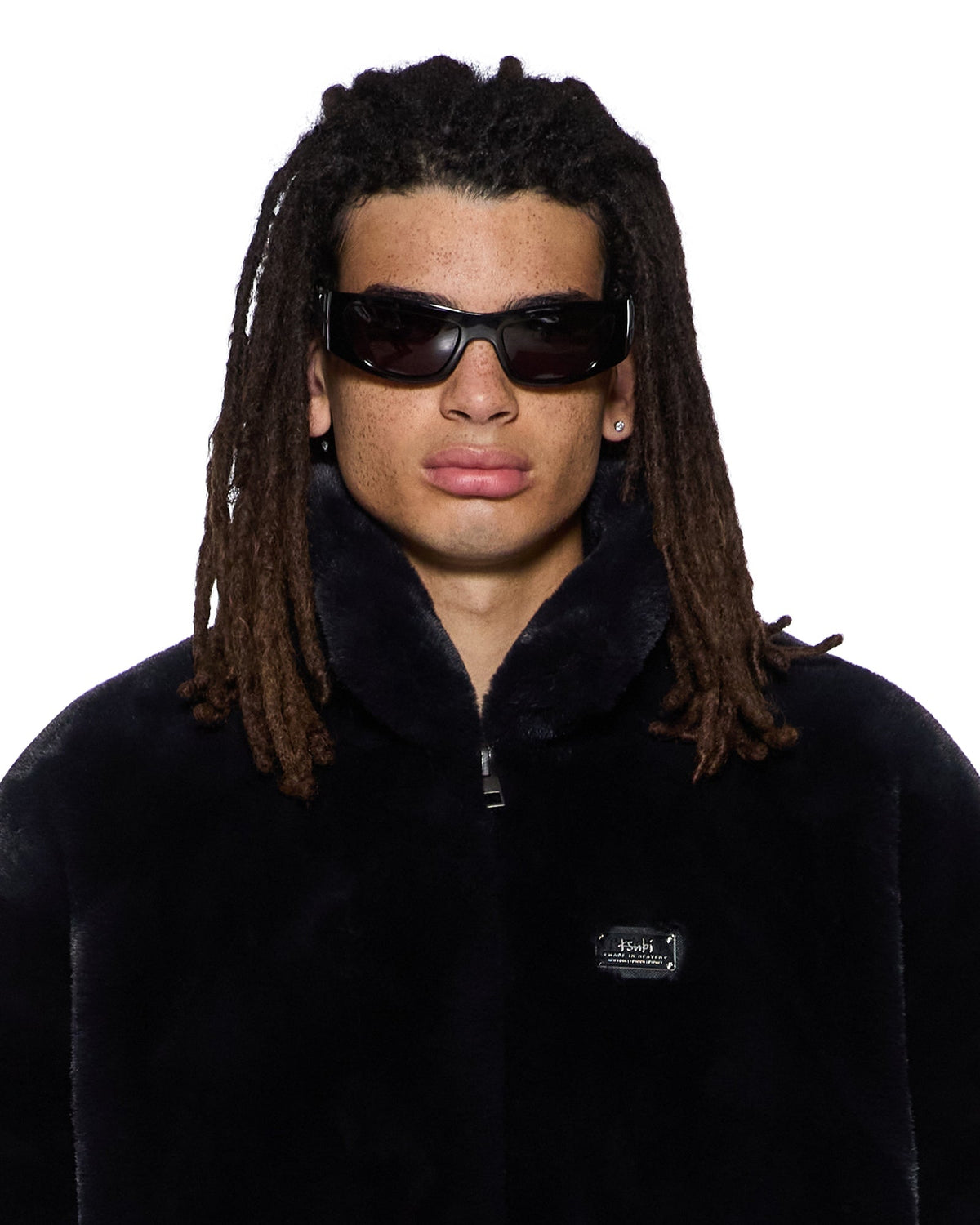 HUSSLE FAUX FUR JACKET BLACK
