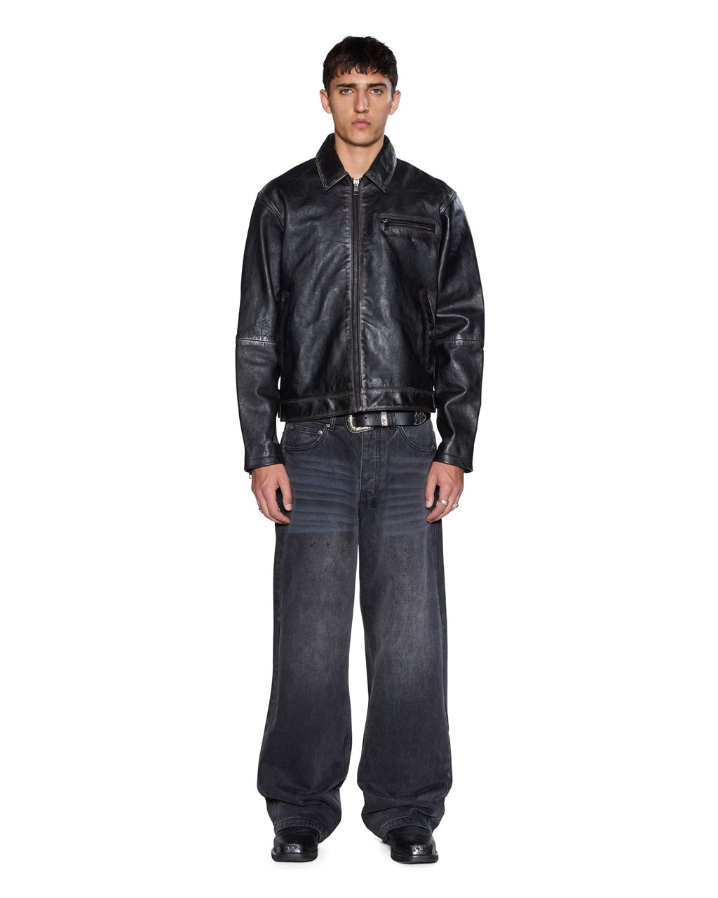 MENS ELDORADO LEATHER JACKET BLACK JACKETS