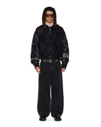MENS PATCHED VARSITY JACKET BLACK JACKETS