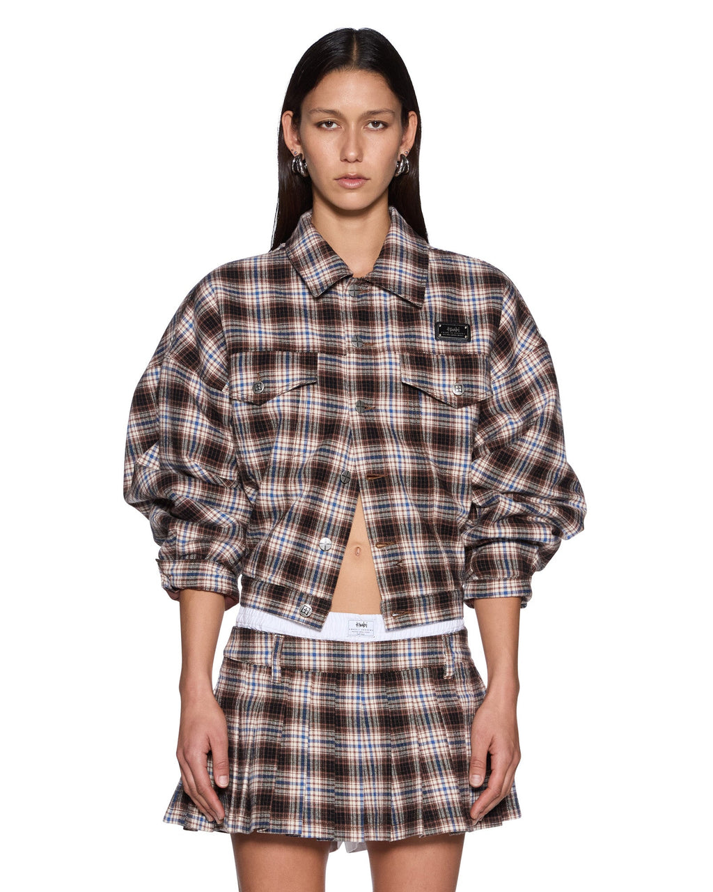 Womens Relax Trucker Plaid Relaxed Jackets - Multi Colour