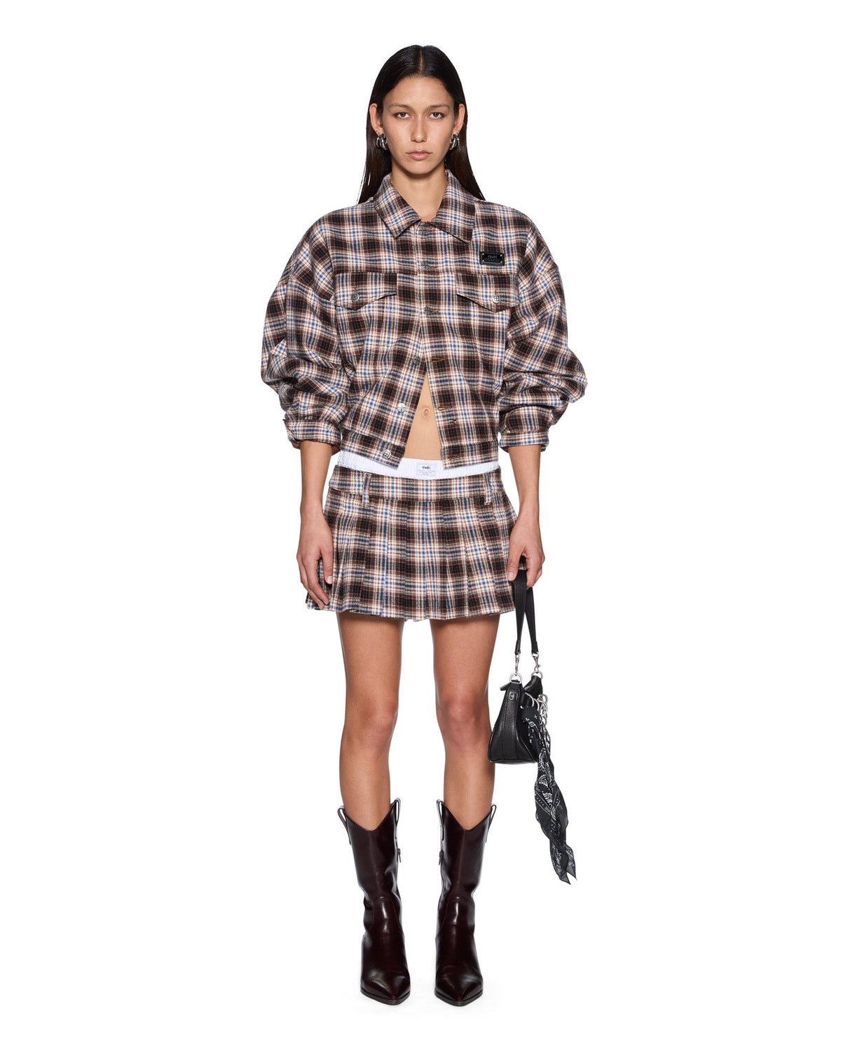 Womens Relax Trucker Plaid Relaxed Jackets - Multi Colour