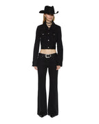 WOMENS SLIM TRUCKER JET BLACK JACKETS