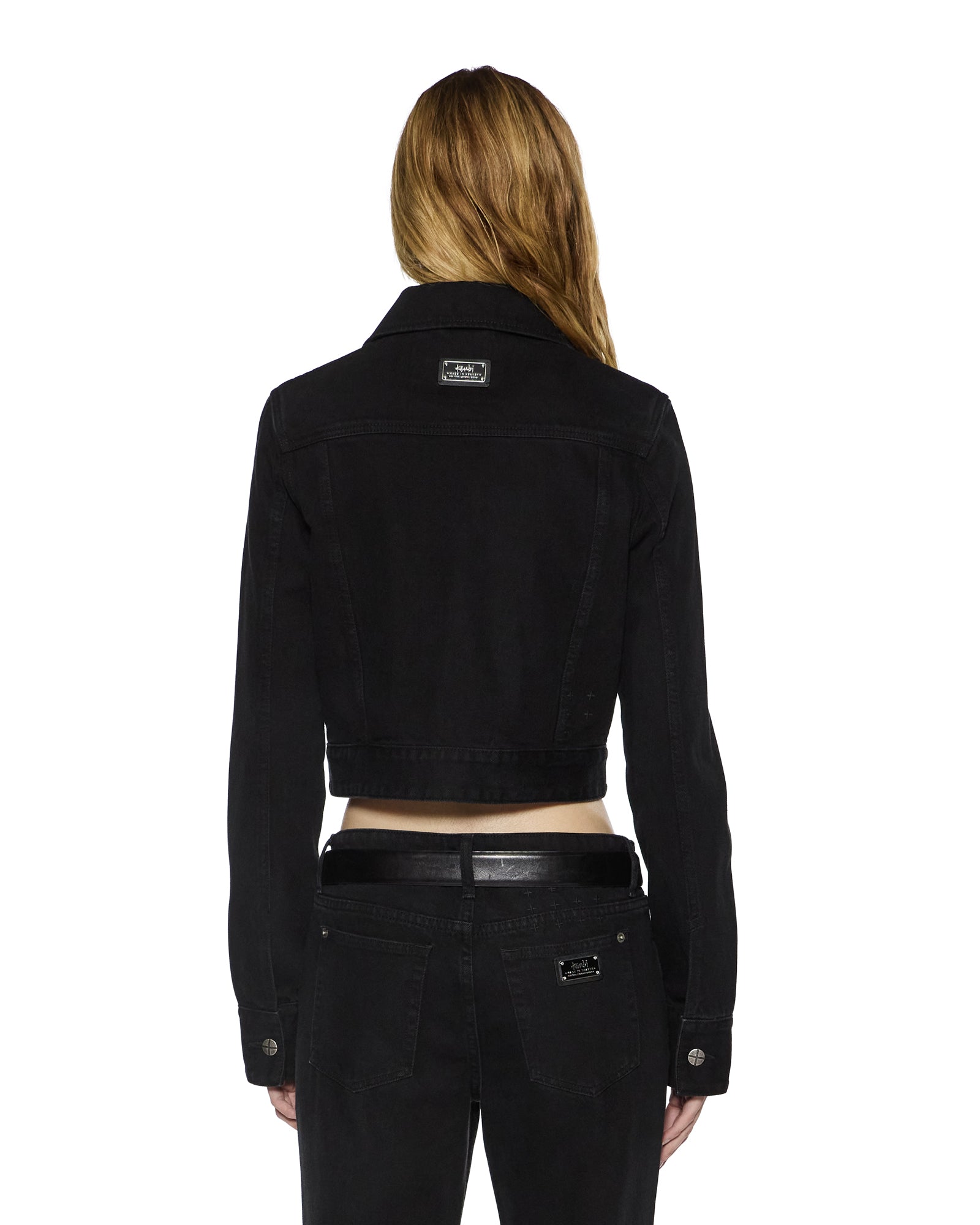 WOMENS SLIM TRUCKER JET BLACK JACKETS