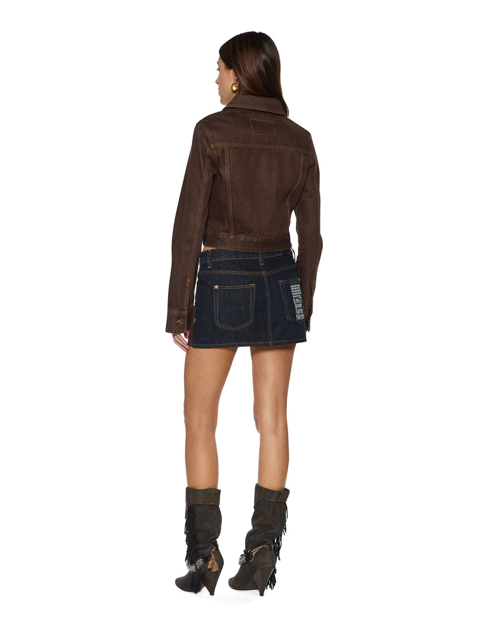 WOMENS SLIM TRUCKER SADDLE BROWN JACKETS