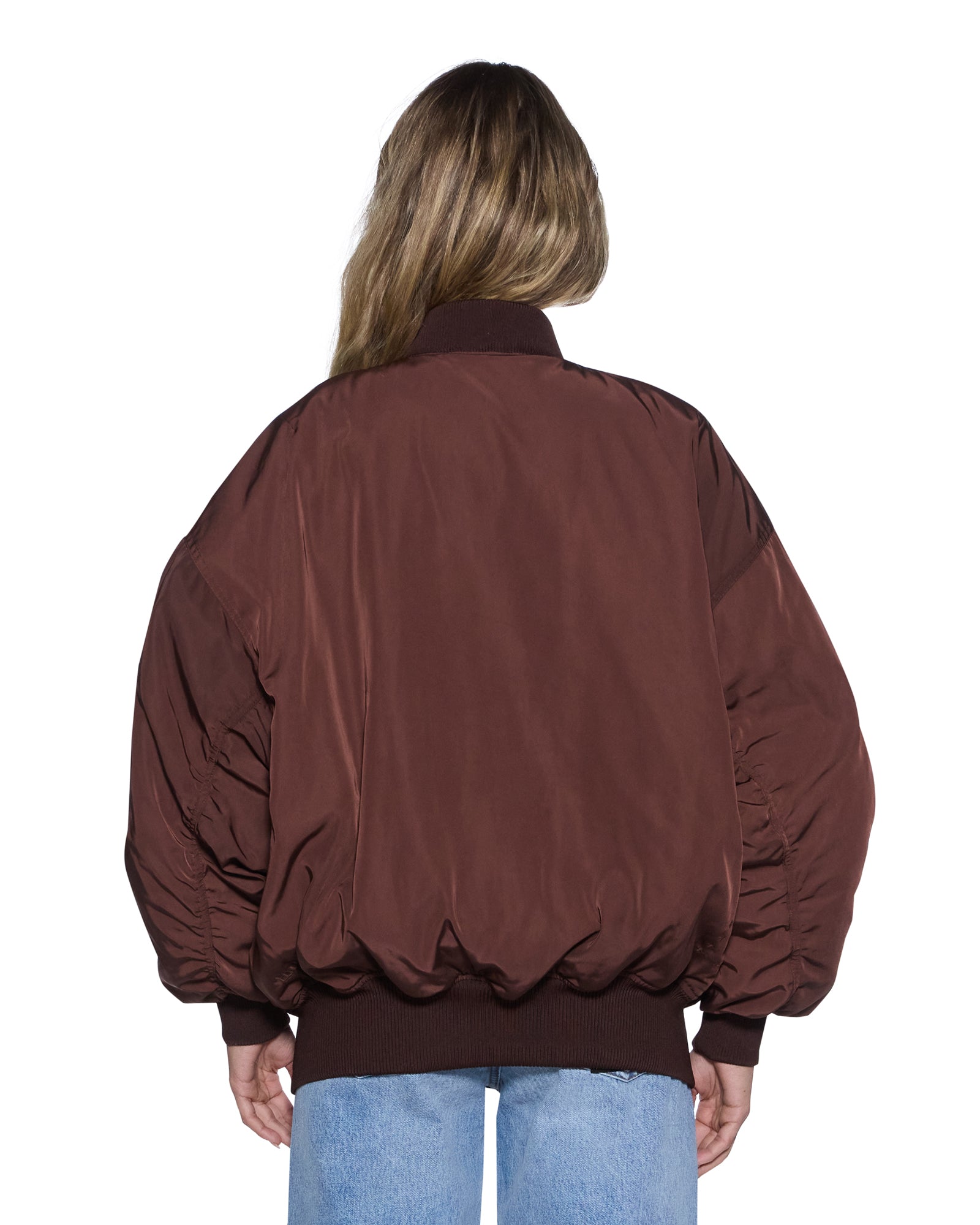WOMENS  PILOT BOMBER CHOCOLATE OVERSIZED JACKETS