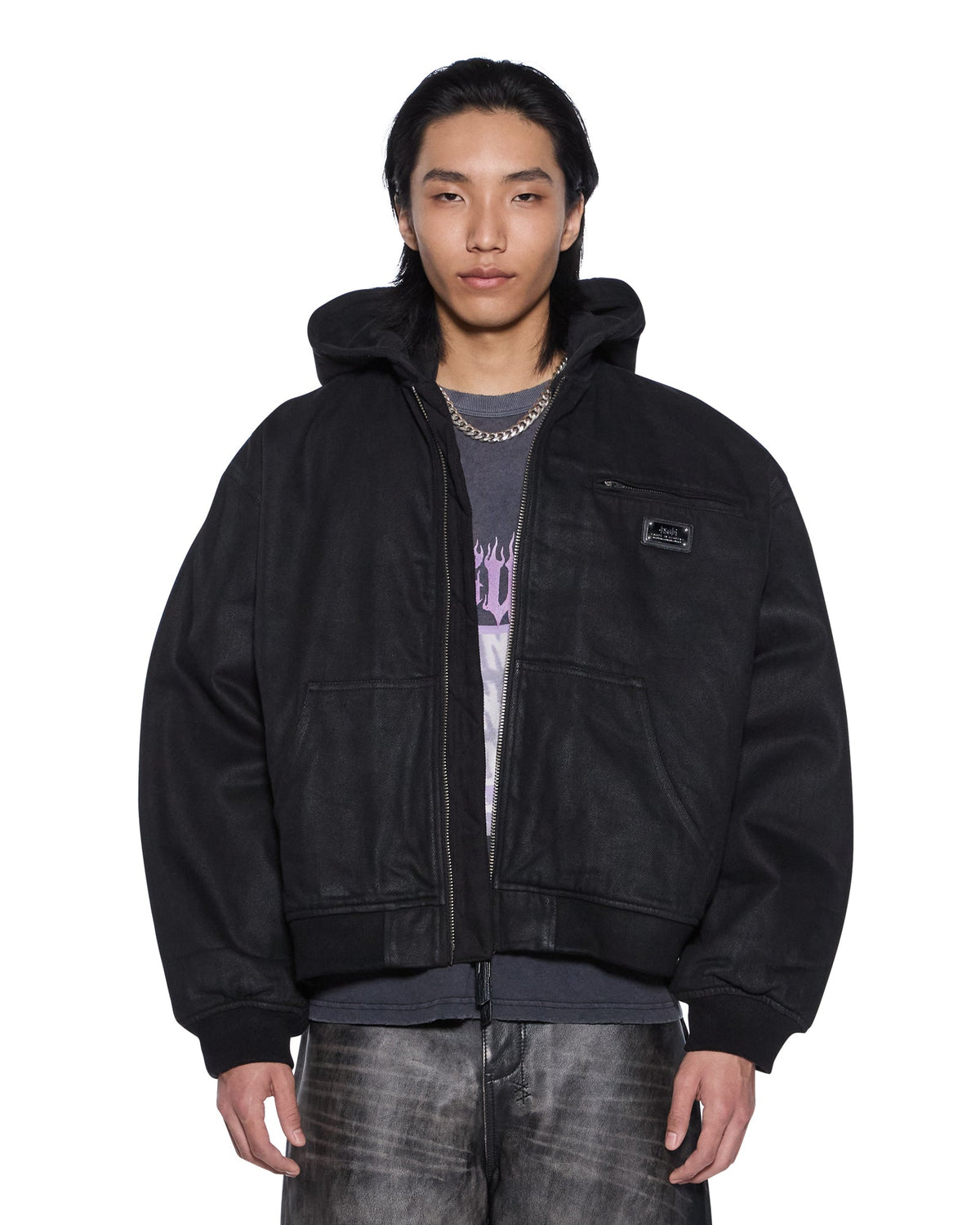 MENS SIN CITY PLATED WAXED JACKET BLACK JACKETS