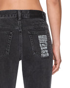 Womens Pin Up Jean Noir Slim Straight Denim Jeans - Black