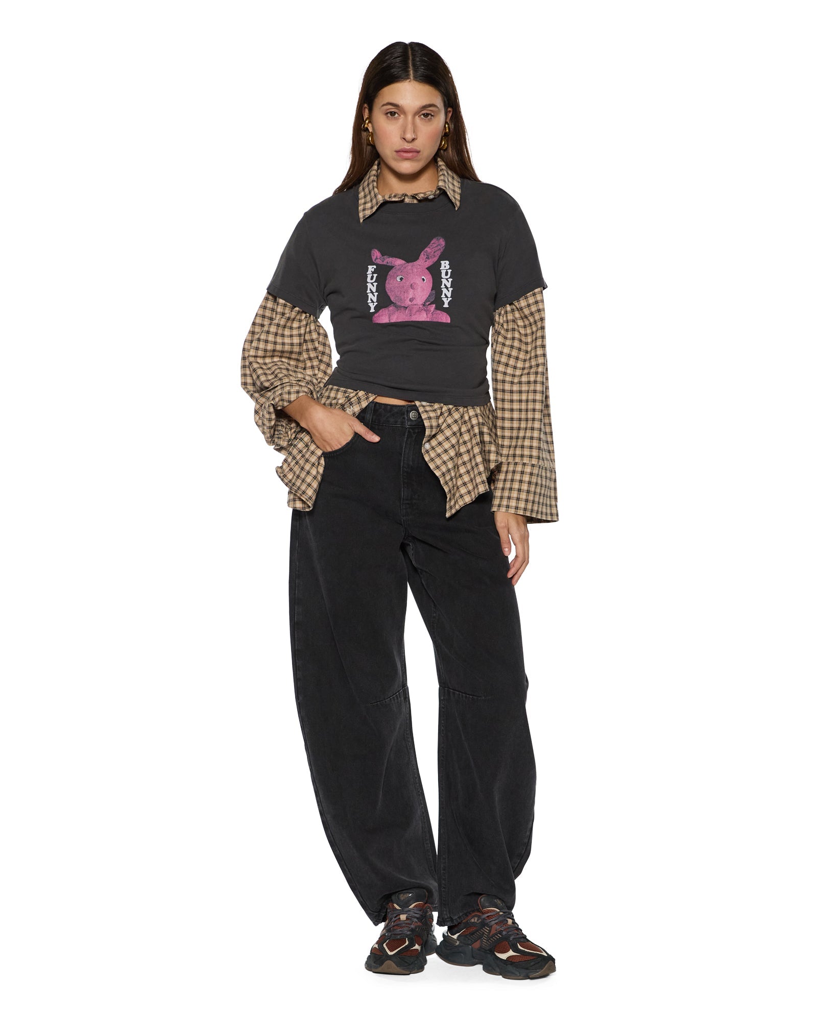 WOMENS  BARREL JEAN NOIR BARREL LEG DENIM JEANS