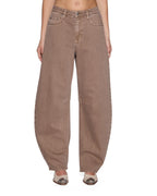 Womens Barrel Jean Stone Tan Barrel Leg Denim Jeans - Beige
