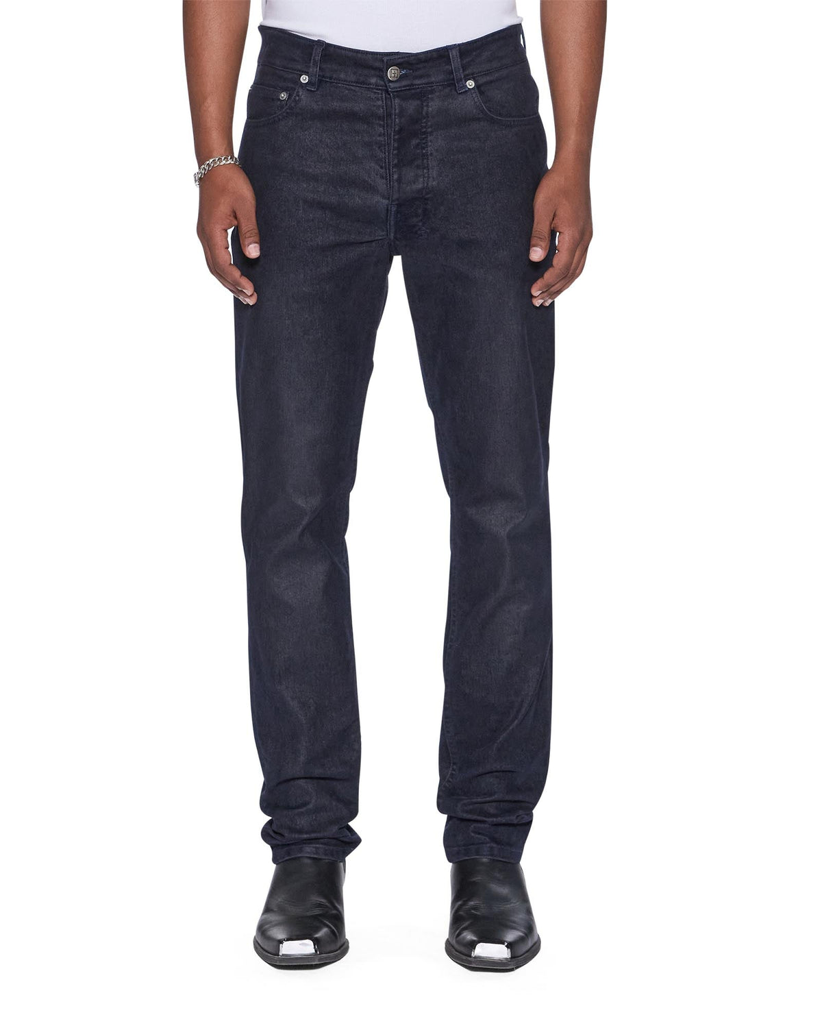 Mens Chitch Petrified Flock Slim Denim Jeans - Navy