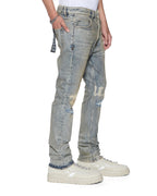 MENS CHITCH STATURE BLUE TRASHED IDOLS DENIM JEANS