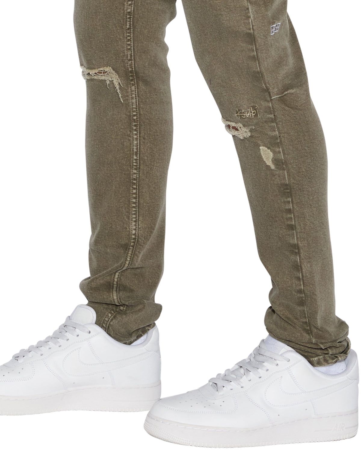 MENS CHITCH OVERDYE KHAKI DENIM JEANS