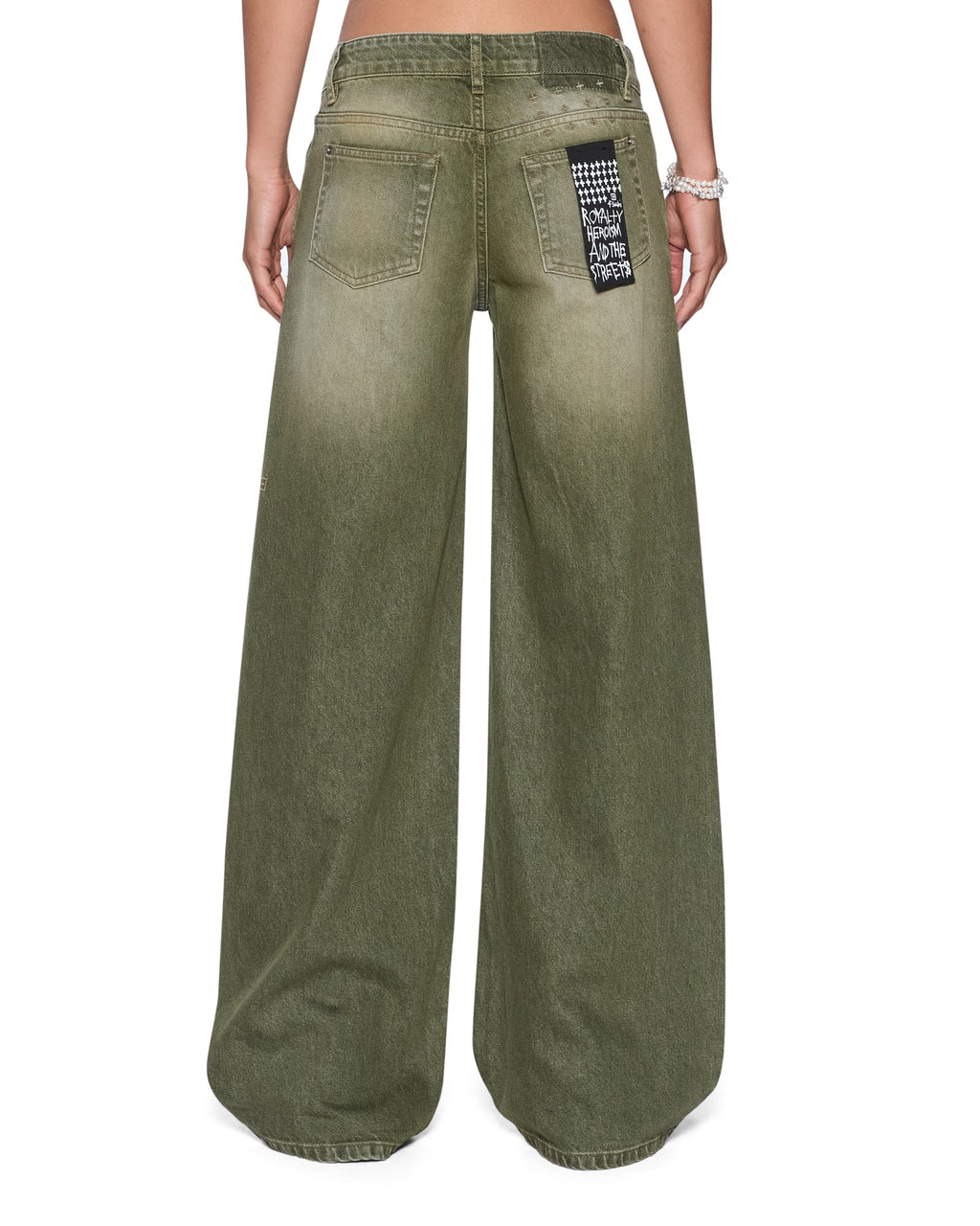 WOMENS DROPOUT LOW RISE JEAN MILITANT GREEN DENIM JEANS