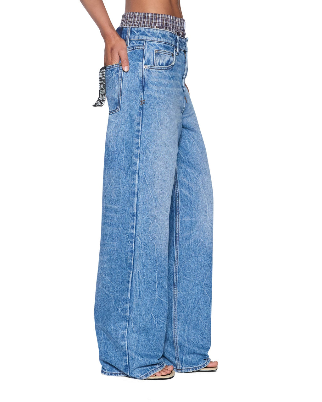 WOMENS LOW RIDER JEAN LIBERTY BLUE PLAID DENIM JEANS
