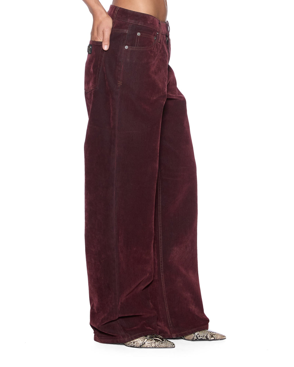 WOMENS LOW RIDER JEAN MERLOT DENIM JEANS