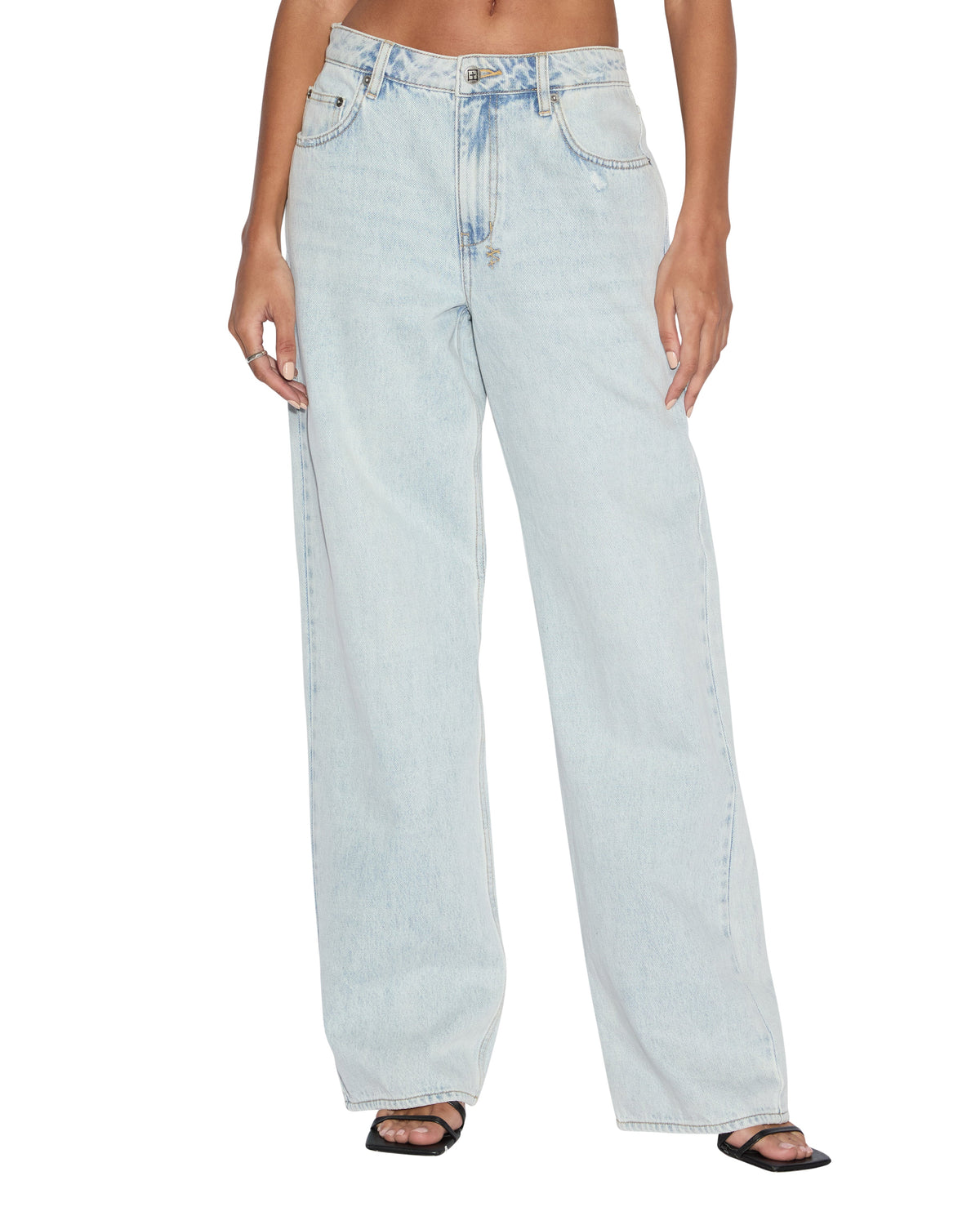 Womens Low Rider Skyfall Rampant Ripped Baggy Denim Jeans - Denim