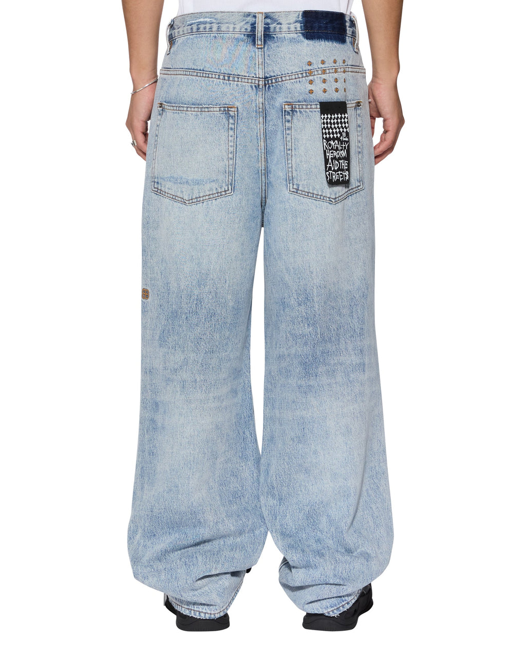 MENS MAXX BUNKER BLUE TRASHED DENIM JEANS