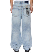 MENS MAXX BUNKER BLUE TRASHED DENIM JEANS