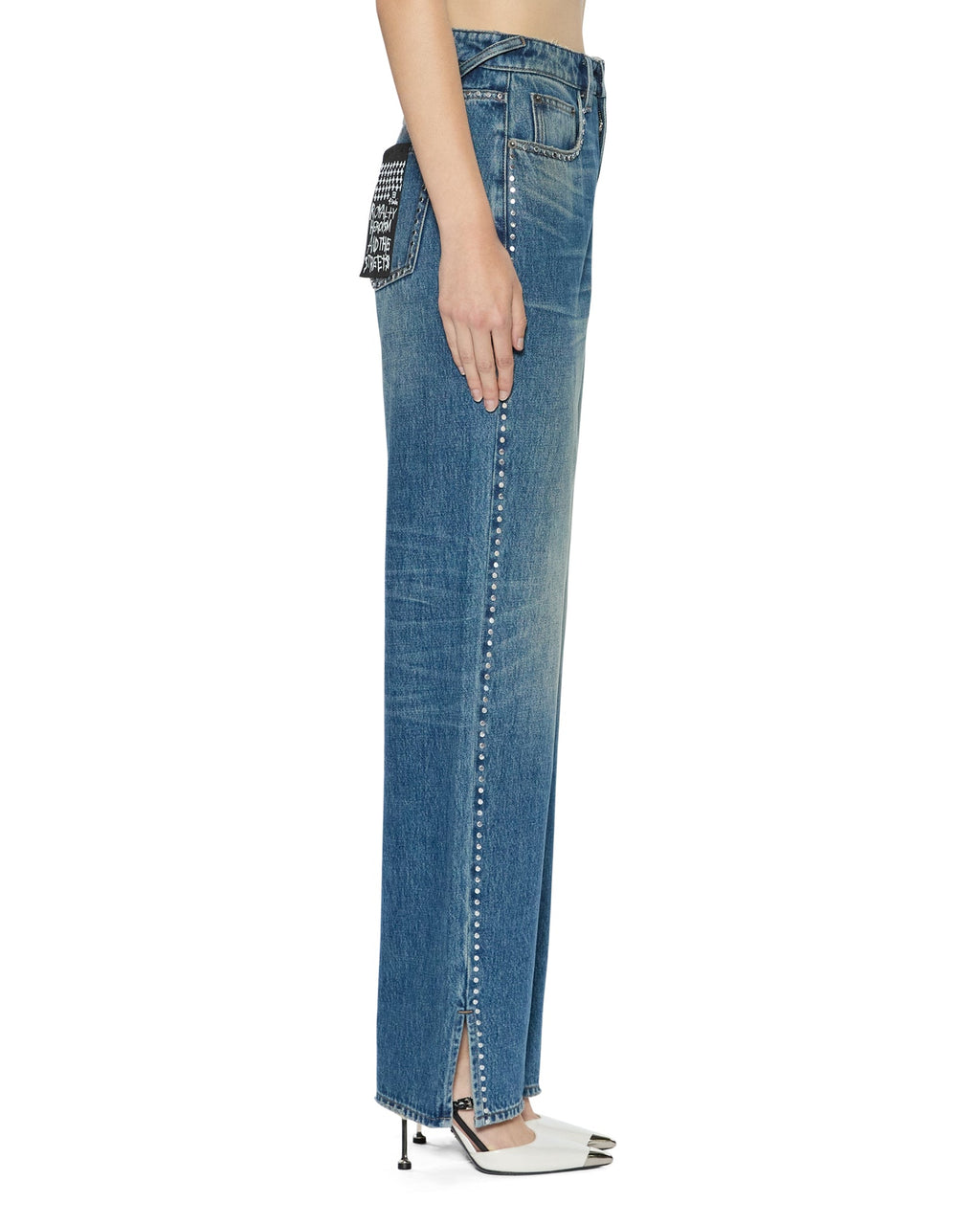 WOMENS PLAYBACK TEXAS BLUE STUDDED DENIM JEANS