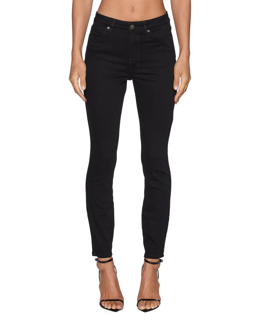 WOMENS SPRAY ON JET BLACK DENIM JEANS