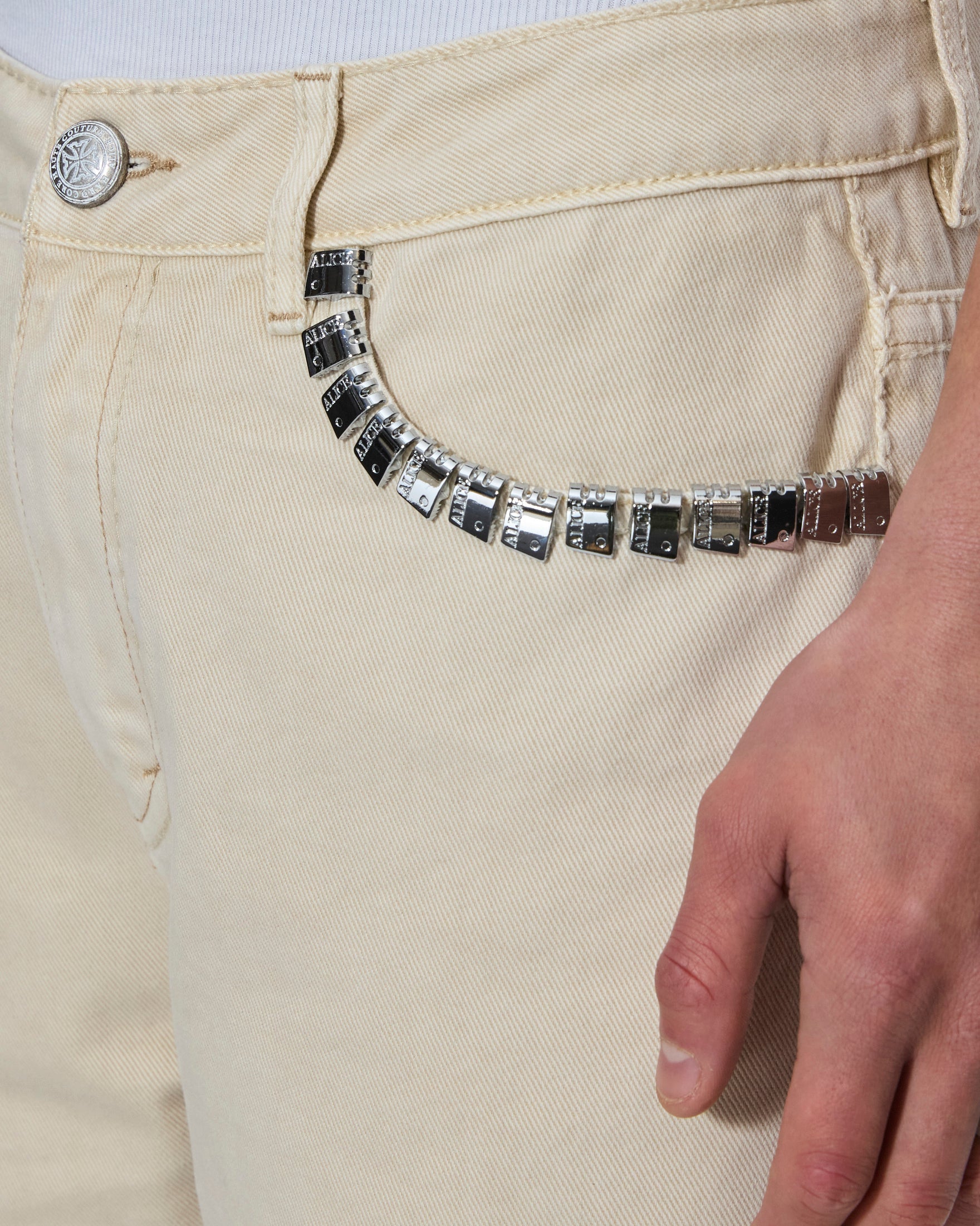 MENS  KSUBI X ALICE HOLLYWOOD TORO IVORY BOOTCUT DENIM JEANS