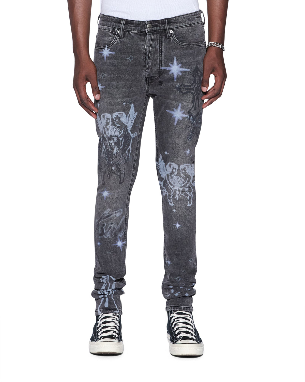 Mens Van Winkle Axl Cherub Skinny Denim Jeans - Grey