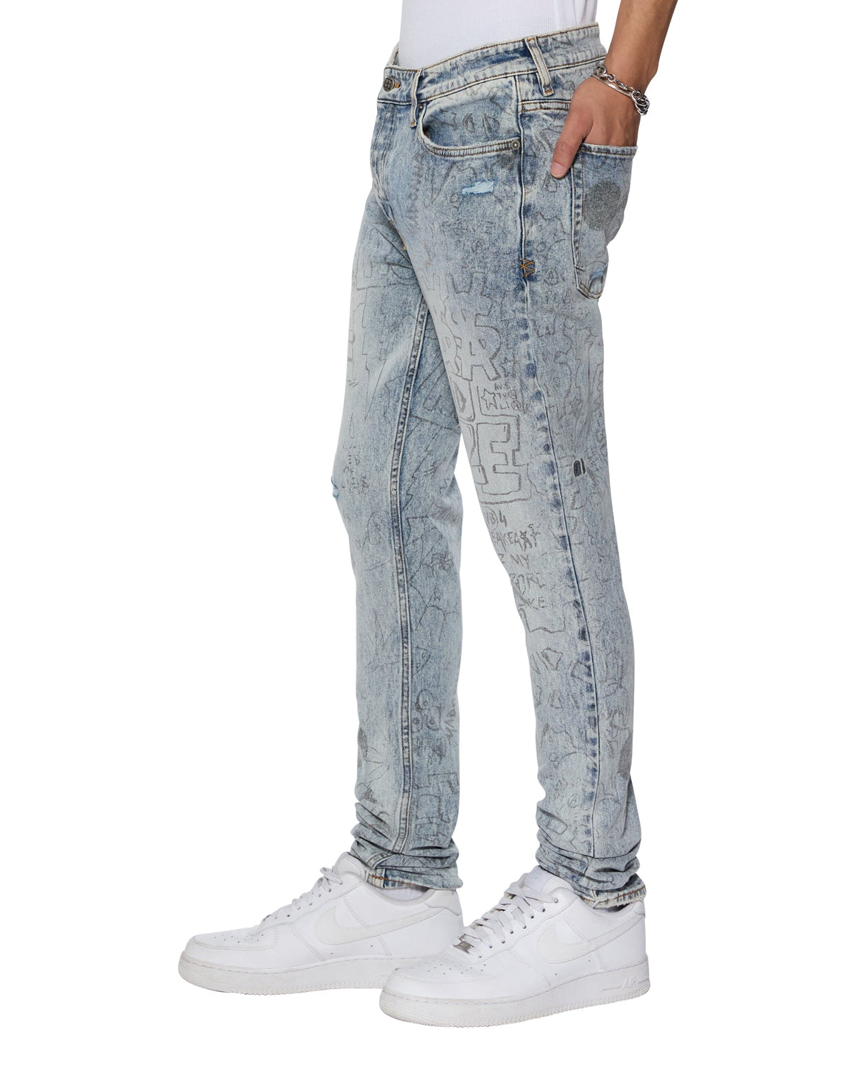 Mens Van Winkle Bunker Blue Noize Skinny Denim Jeans - Denim