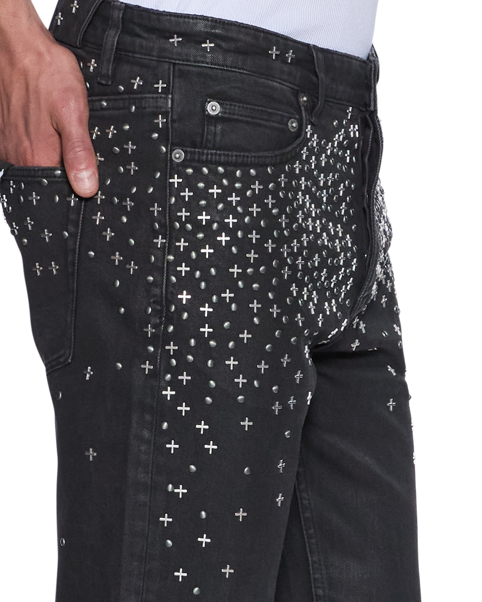 MENS  CHITCH BACKSTAGE BLACK METALIK SLIM DENIM JEANS