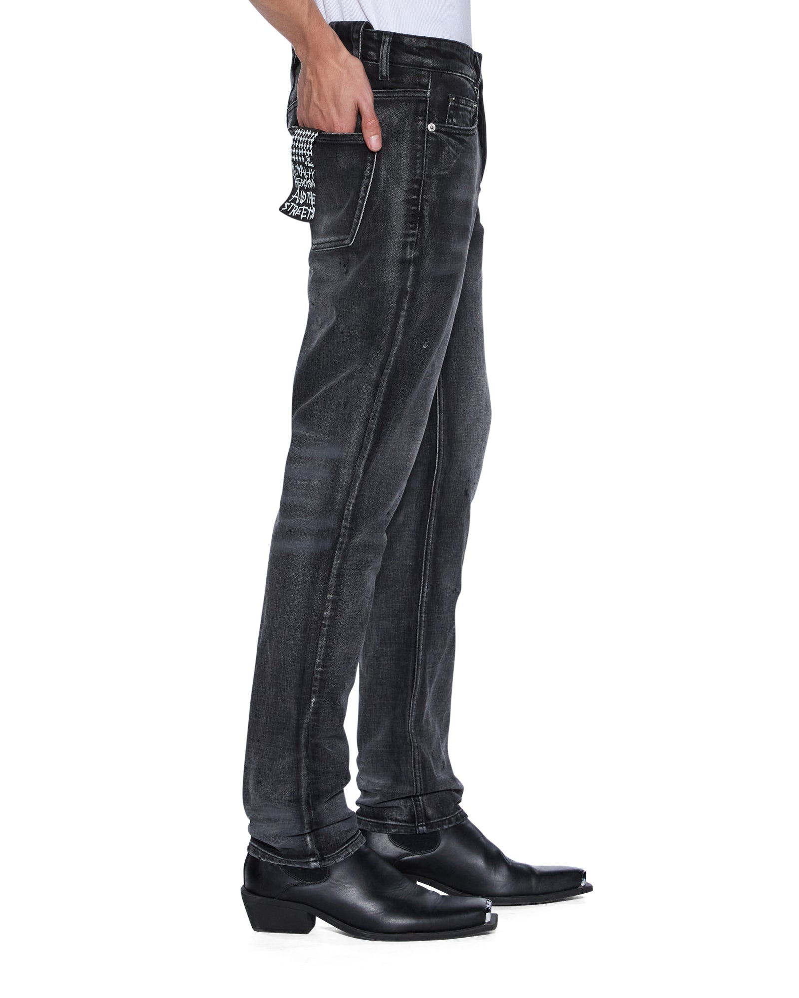MENS  CHITCH CARBON BLACK SLIM DENIM JEANS