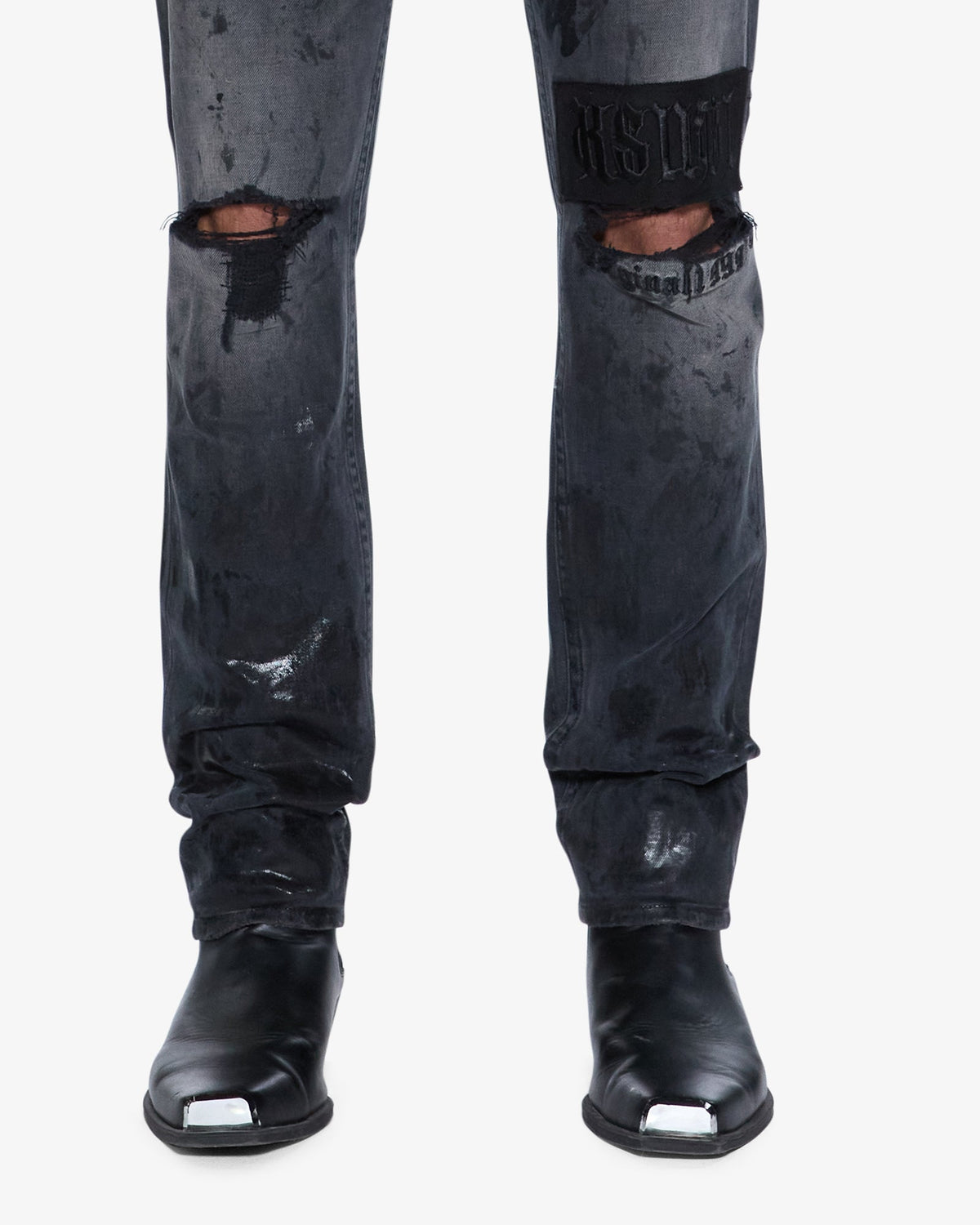 MENS CHITCH POWDER GREY PRAYING DENIM JEANS