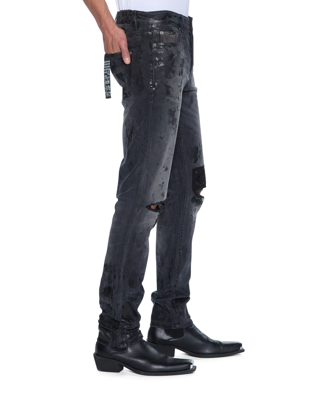 MENS CHITCH POWDER GREY PRAYING DENIM JEANS