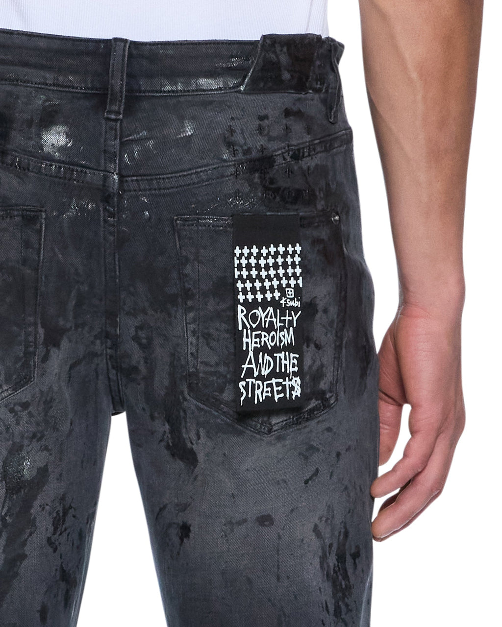 MENS CHITCH POWDER GREY PRAYING DENIM JEANS