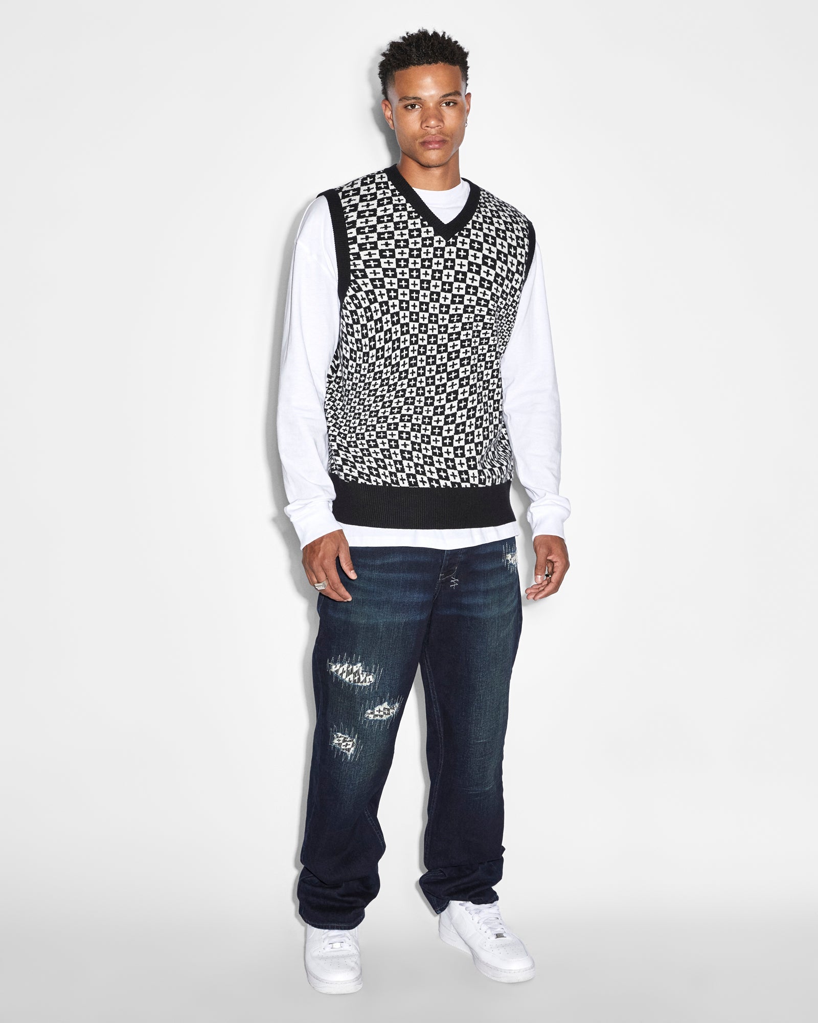 MENS  ANTI K CHECK OUT RELAXED DENIM JEANS