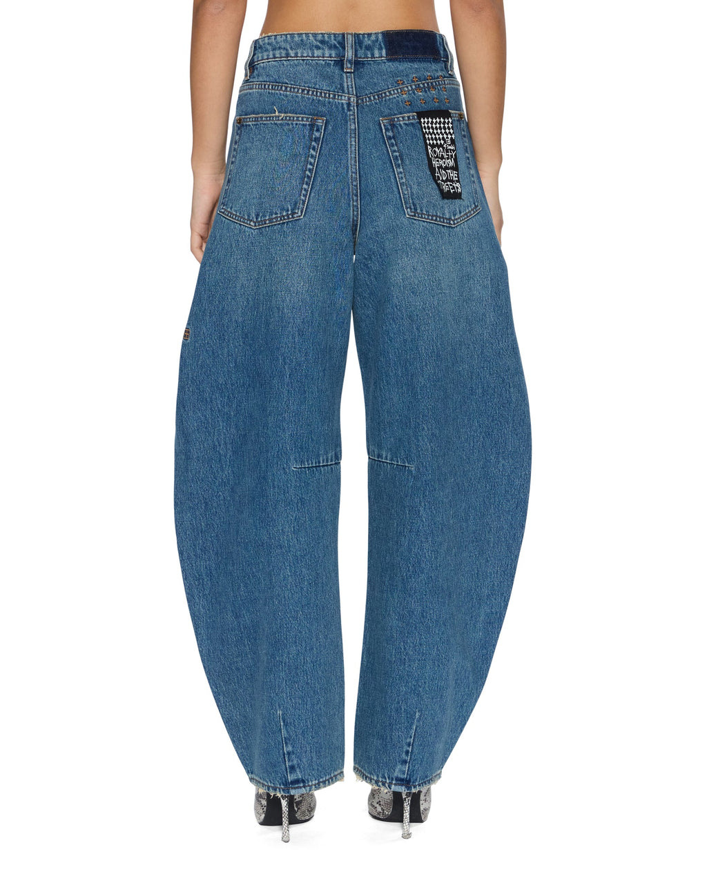 WOMENS BARREL JEAN AGED DENIM JEANS
