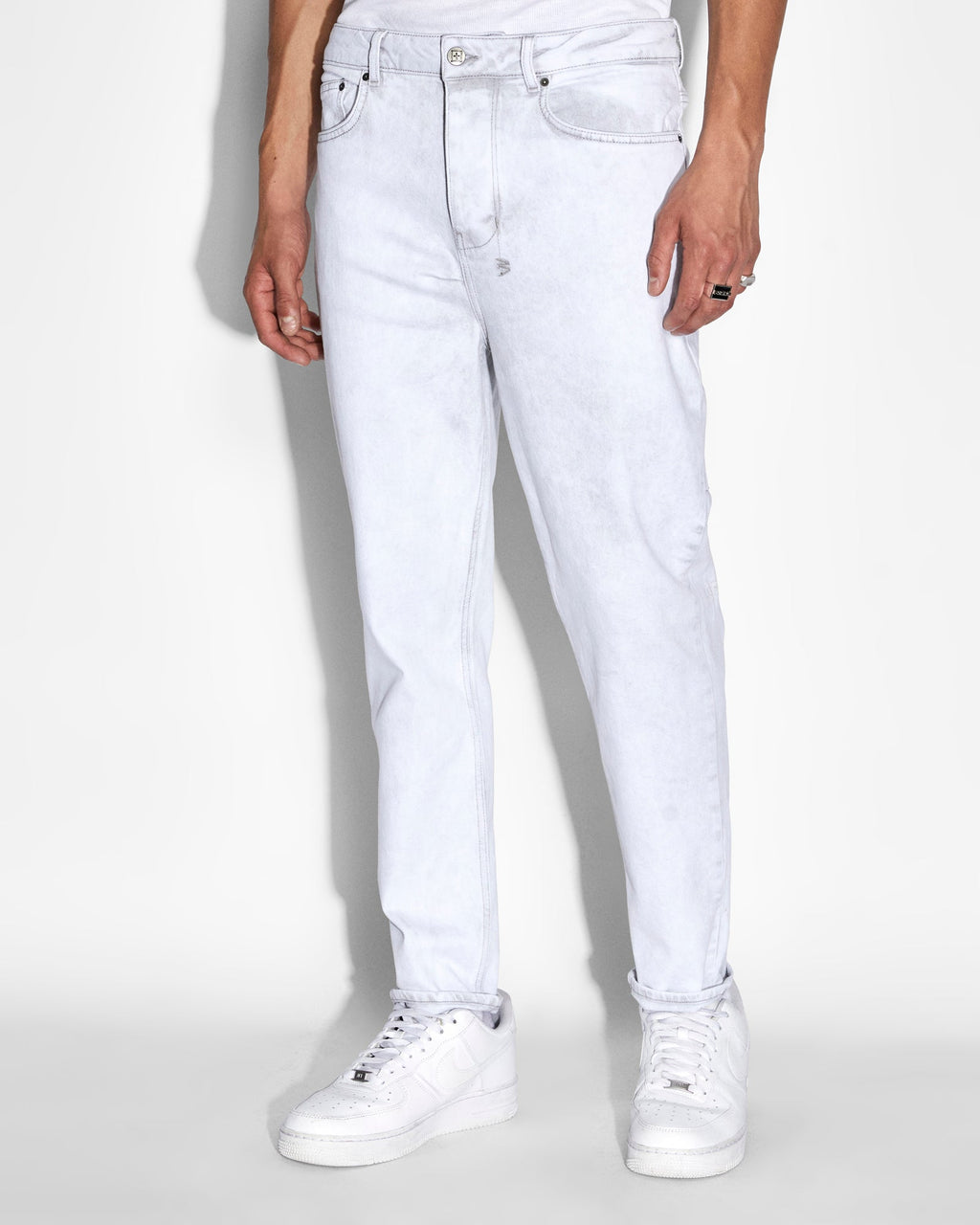 Mens Bullet Habits Relaxed Denim Jeans - White