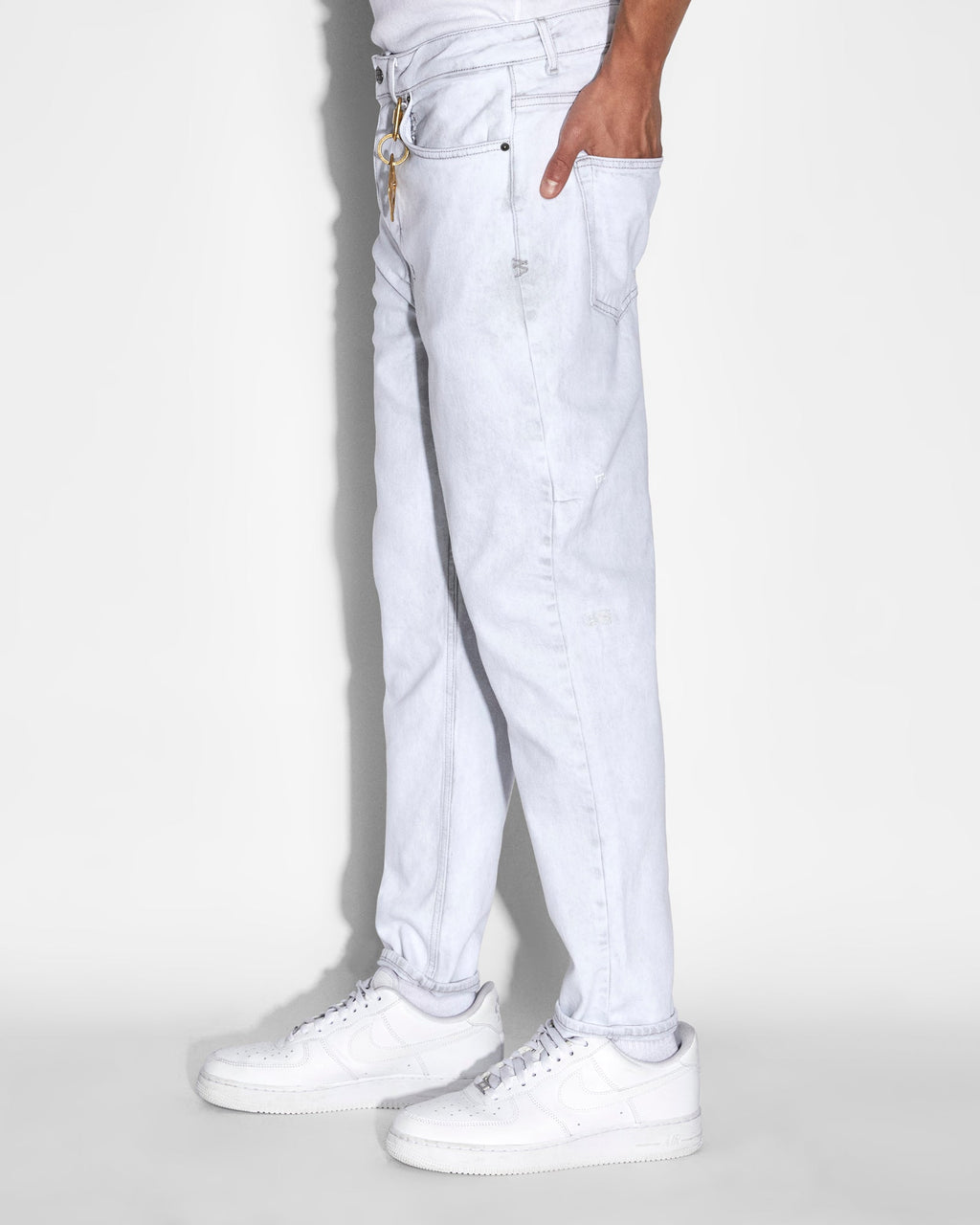 Mens Bullet Habits Relaxed Denim Jeans - White