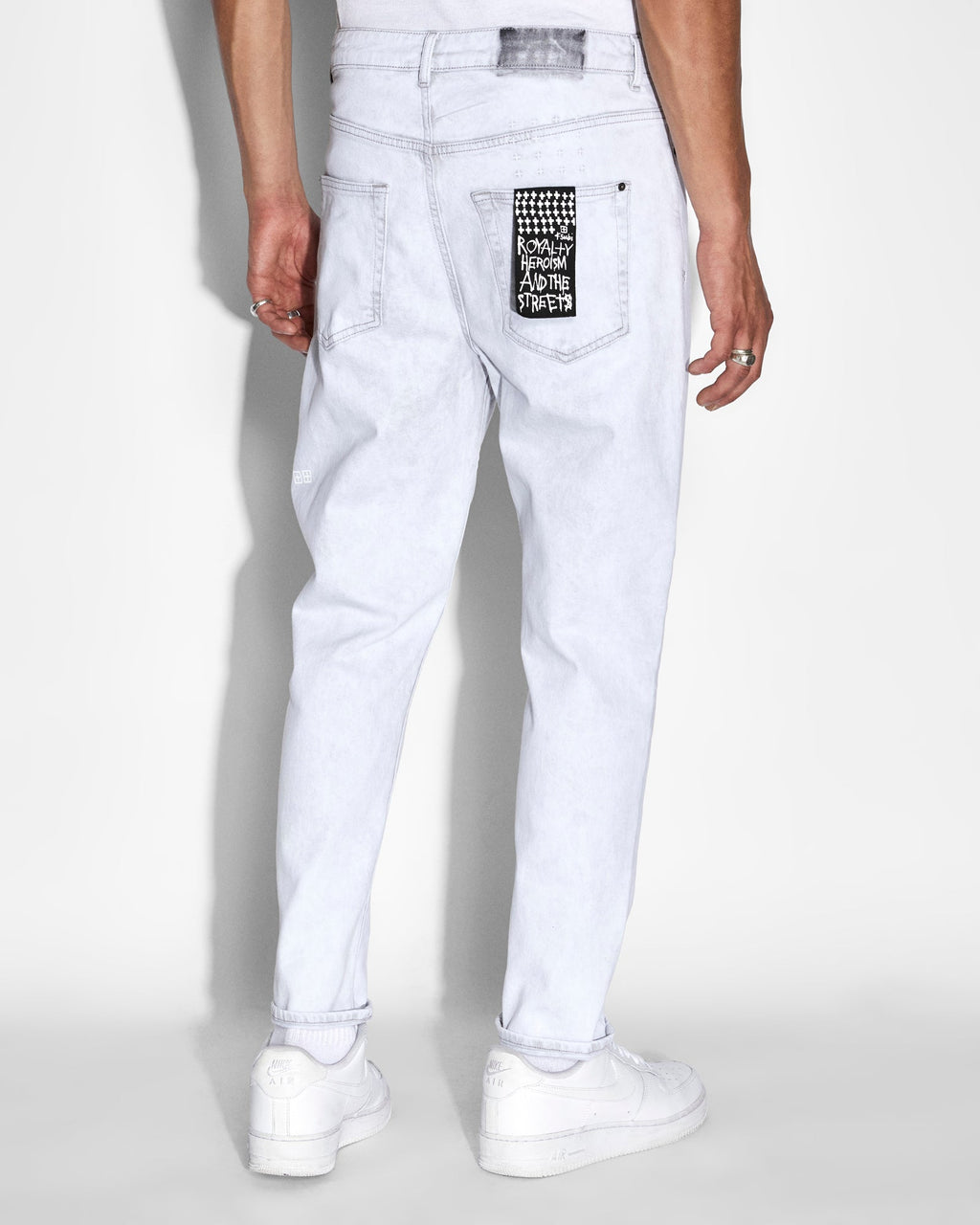 Mens Bullet Habits Relaxed Denim Jeans - White