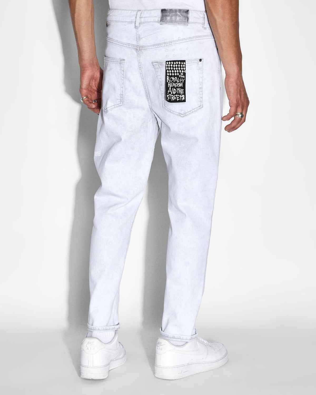 Mens Bullet Habits Relaxed Denim Jeans - White