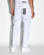 Mens Bullet Habits Relaxed Denim Jeans - White
