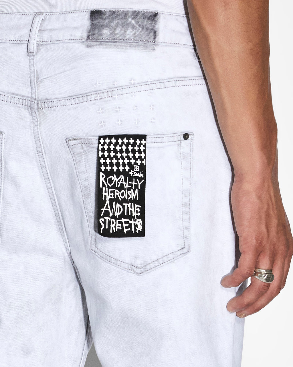 Mens Bullet Habits Relaxed Denim Jeans - White