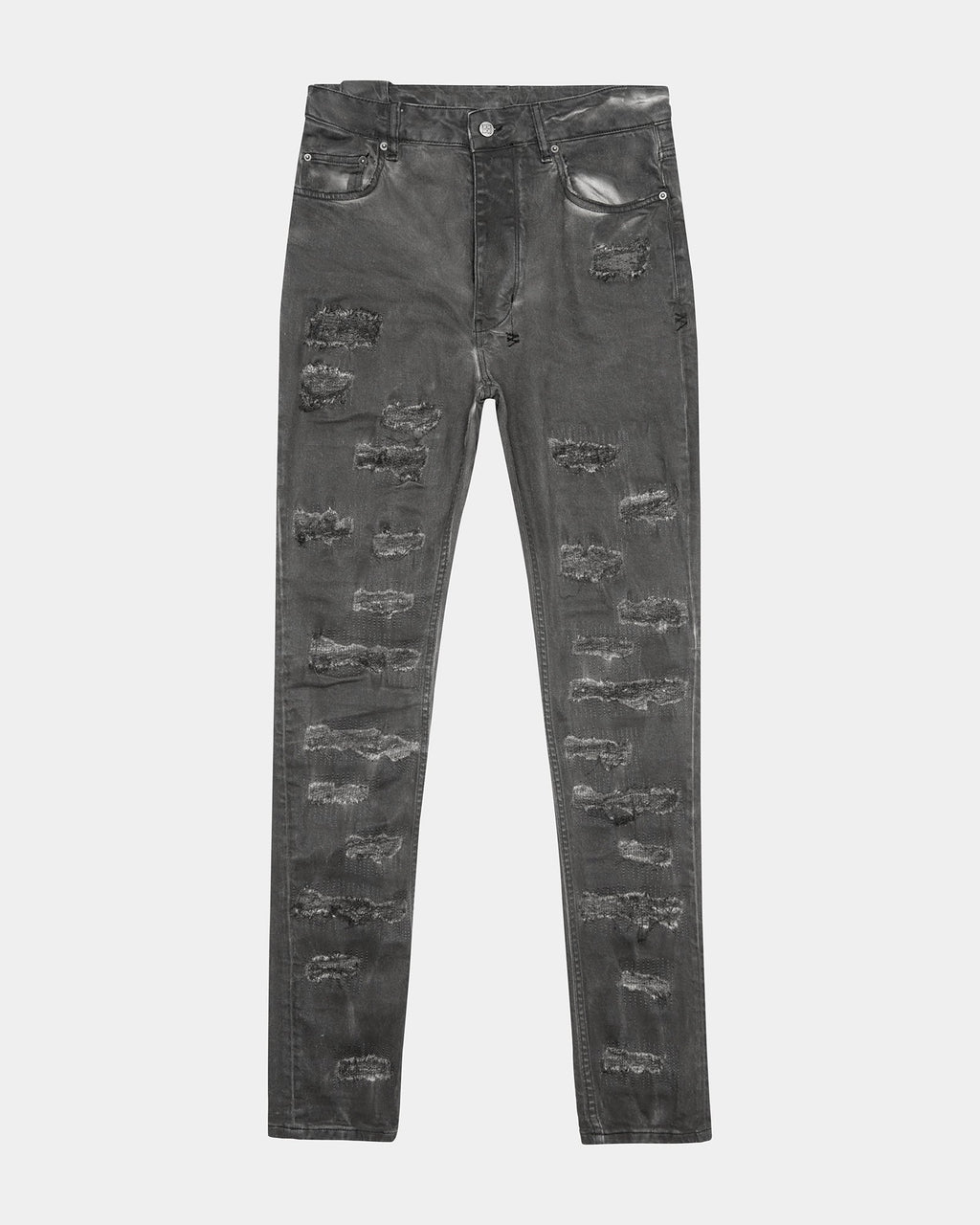 Mens Chitch Oil Slick Repair Slim Denim Jeans - Black