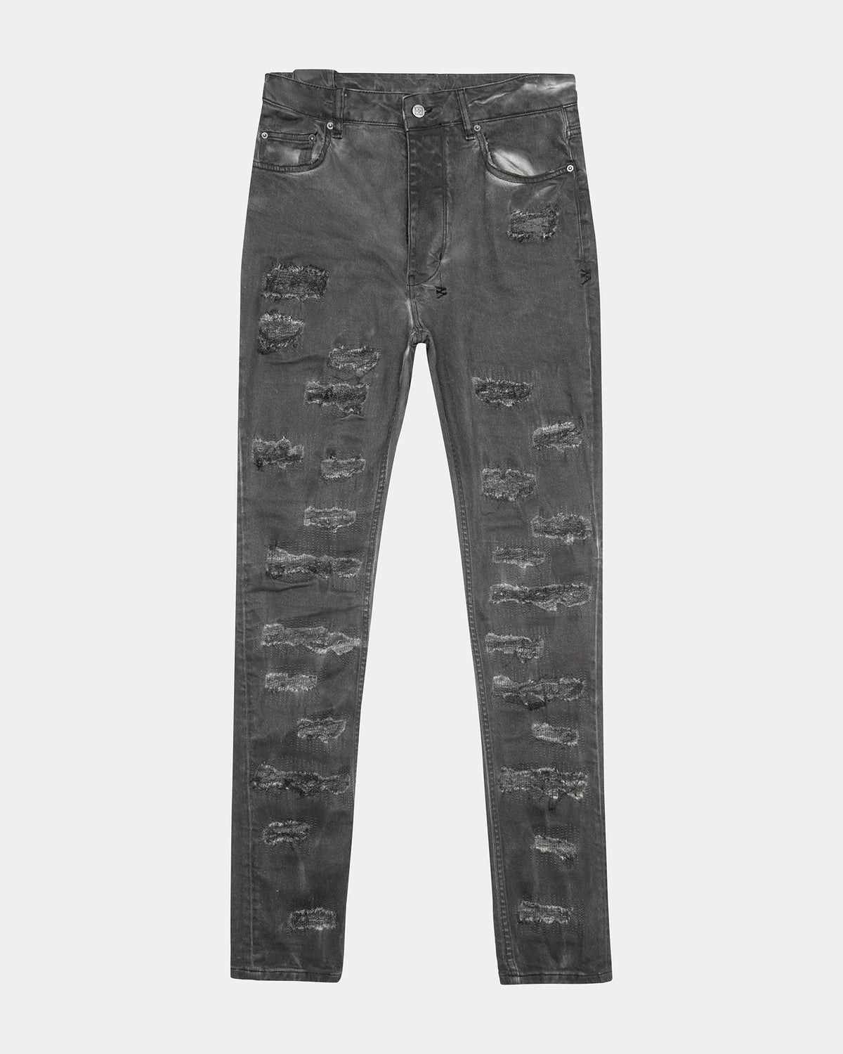 Mens Chitch Oil Slick Repair Slim Denim Jeans - Black