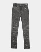 Mens Chitch Oil Slick Repair Slim Denim Jeans - Black