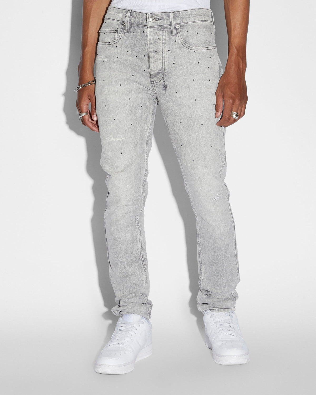 Mens Chitch Jupiter Grey Slim Denim Jeans - Grey