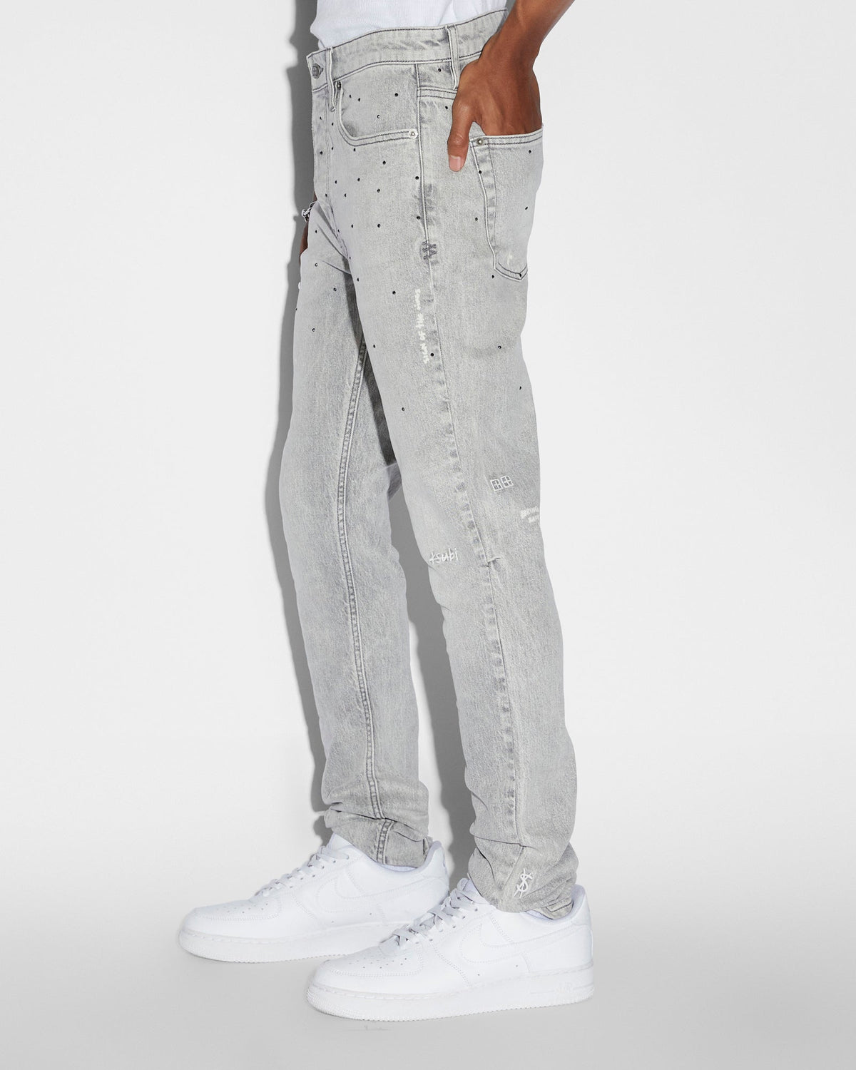 Mens Chitch Jupiter Grey Slim Denim Jeans - Grey