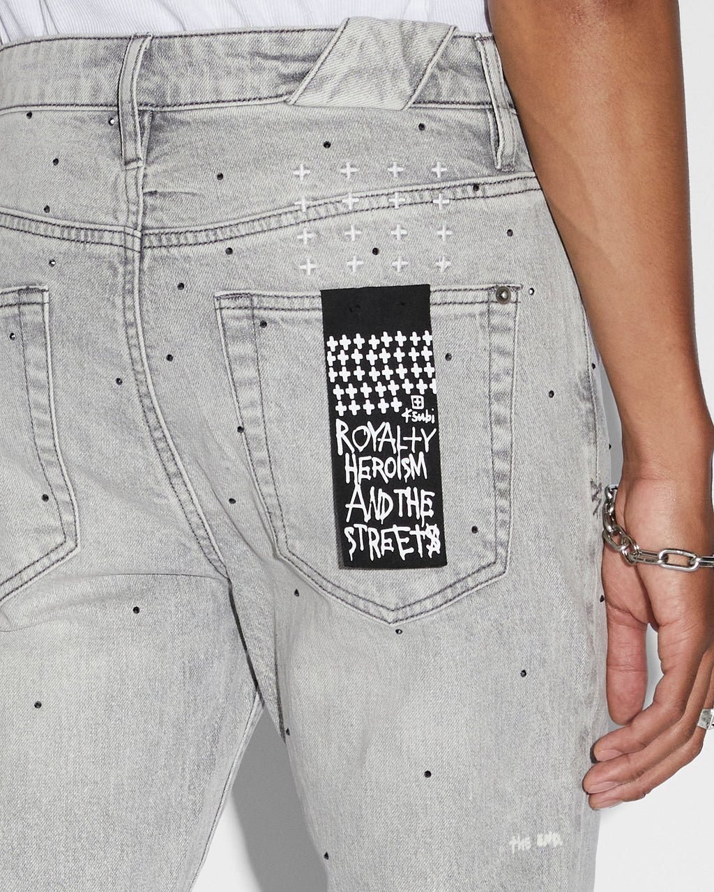 Mens Chitch Jupiter Grey Slim Denim Jeans - Grey